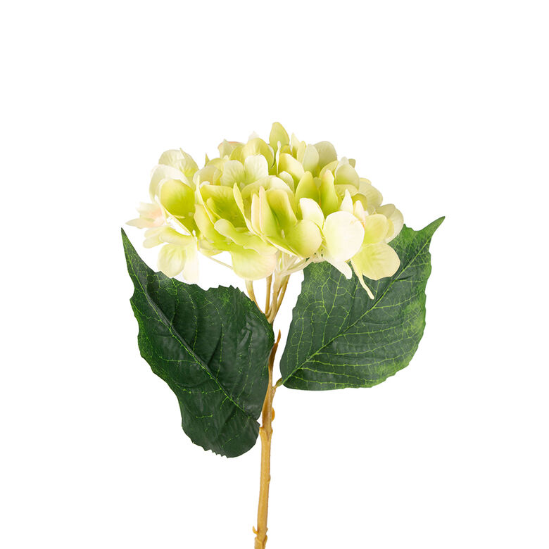 Flor artificial hortensia con hojas color verde 36cm | Casa Viva